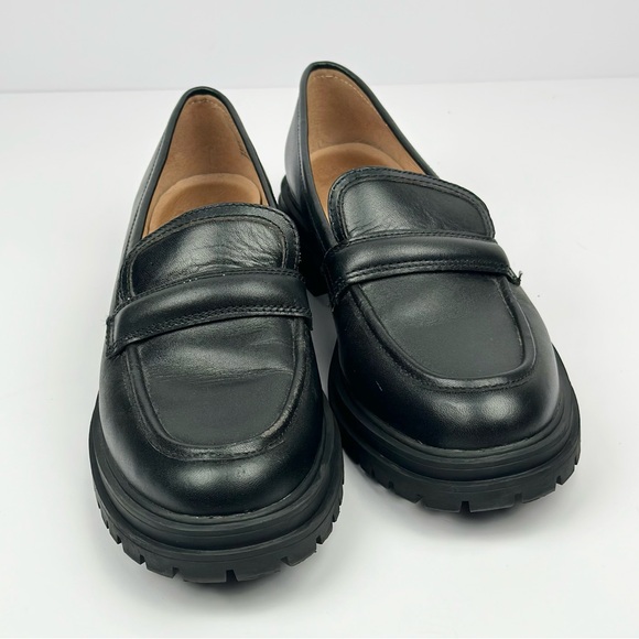 Madewell Womens Corinne Black Leather Lug Sole Slip On Loafers size 8.5 - Picture 5 of 8